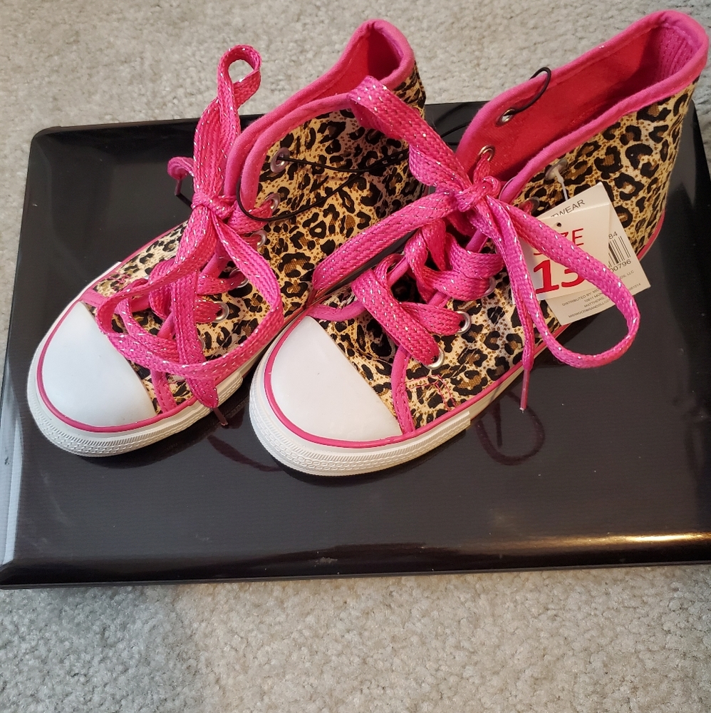 Girls HI TOP Cheetah Athletic Shoes